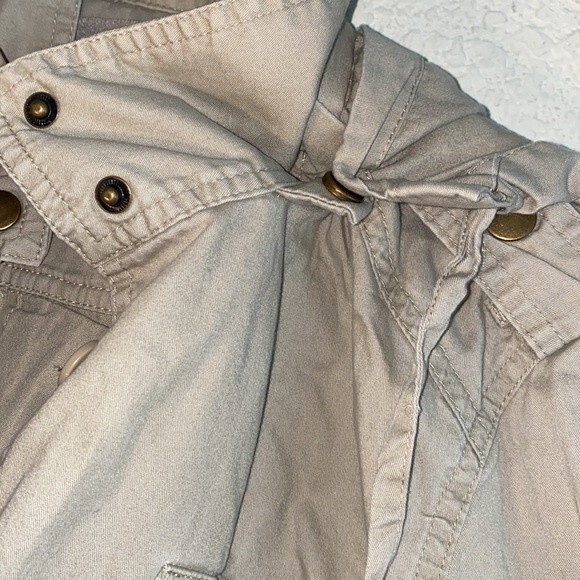 Love 21 cargo moto utility button up Pockets buckles hoodie long sleeve jacket - Picture 10 of 11